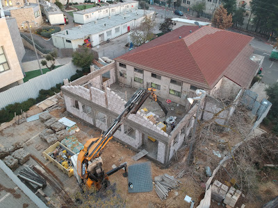 Construction to expand the Bet El Yeshiva cafeteria