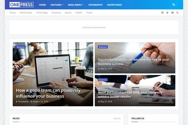 OnePress - Premium Responsive Blogger Templates Free Download