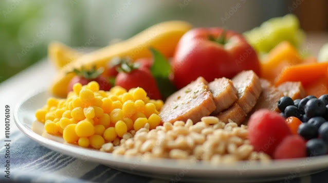 A plate of fresh vegetables and lean protein