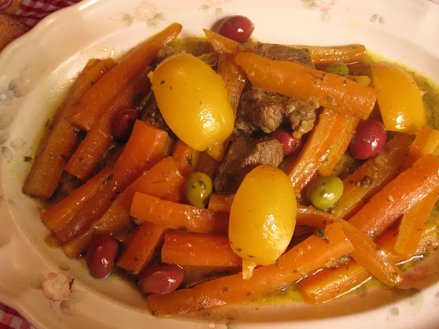 Moroccan Lamb or Beef Tagine With Carrots, Olives and Preserved Lemon