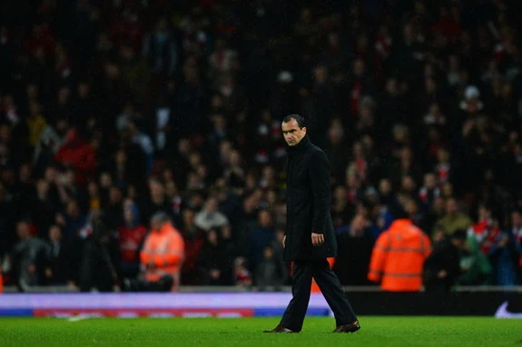 Wigan manager Roberto Martínez reacts following his team's relegation from the Premier League