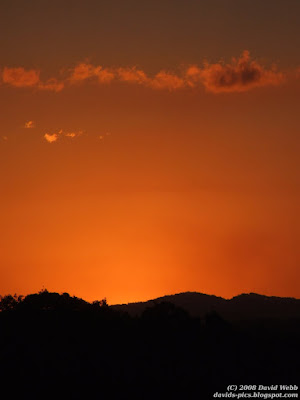 bright orange sunset over the mountains