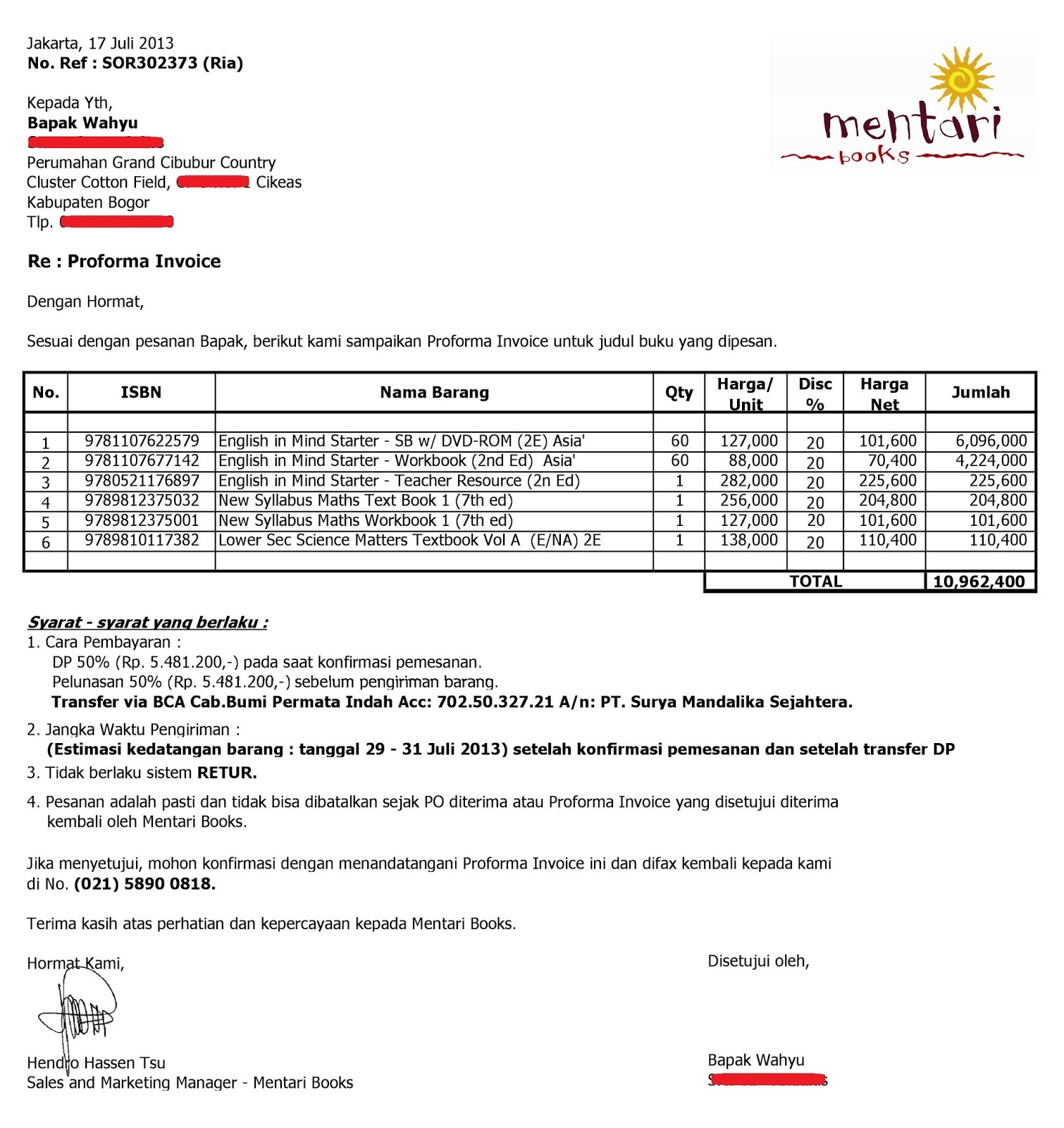 Contoh Format Invoice atau Surat Tagihan - Brankas Arsip