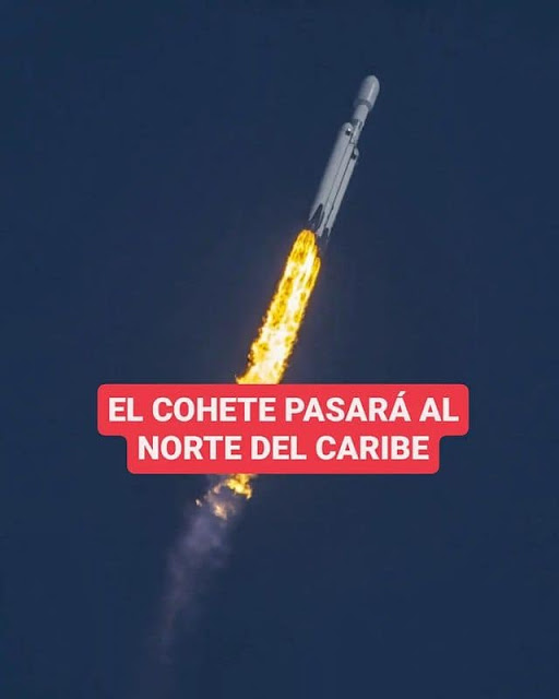 Esta noche podría ser visible desde República Dominicana y Puerto Rico la gran estela brillante del cohete Falcon Heavy: entre 7:35 y 7:40 PM