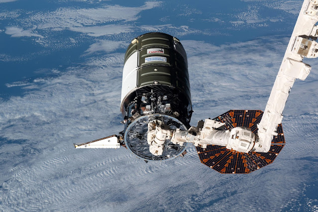 International Space Station Cygnus cargo spacecraft Northrop Grumman NASA Wallops Flight Facility Canadarm2 robotic arm Unity module science experiments Biomolecule Extraction and Sequencing Technology (BEST) experiment Spacecraft Fire Experiment (Saffire-III)