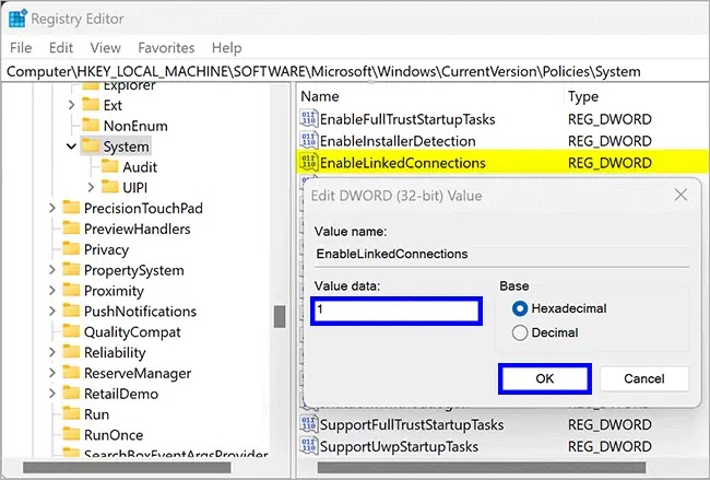 2-Registry-Editor-EnableLinkedConnections