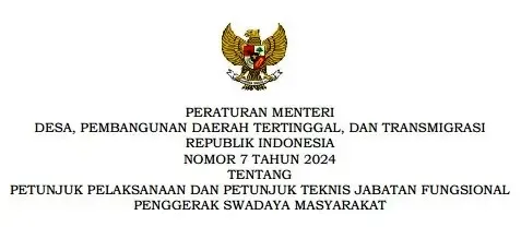 Juklak Juknis Jabatan Fungsional Penggerak Swadaya Masyarakat yang diterbitkan tahun 2024