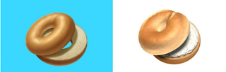 Bagel Emoji voor en na