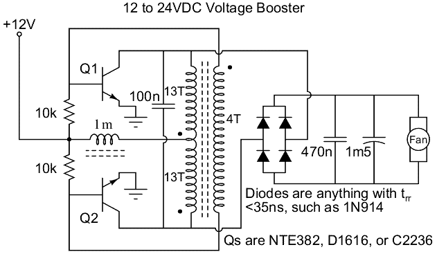 12V to 24V Simple DC Converter Circuit