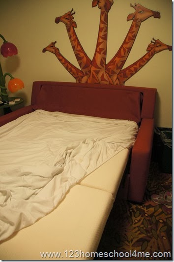 Uncomfortable Sofa Bed at Art of Animation Family Suite