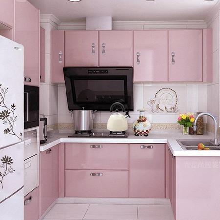 Contoh desain dapur warna pink