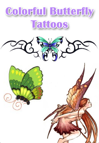 colorful butterfly tattoo. Butterfly tattoos are popular