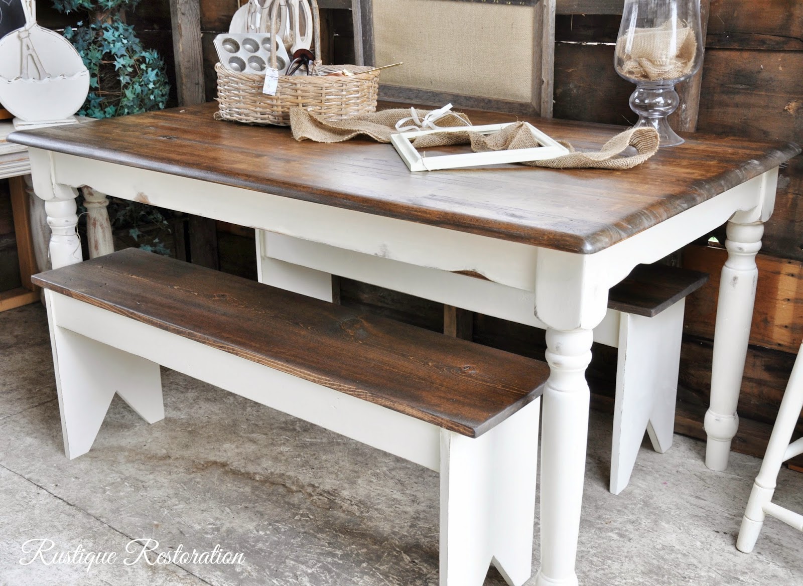 Rustique Restoration: Farmhouse Table and Two Benches