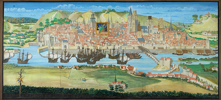 Grande Vue de Rouen extraite du livre des Fontaines