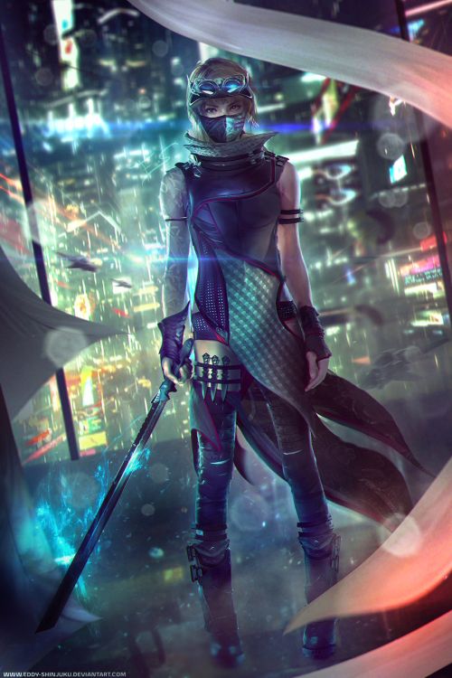 Eddy Shinjuku artstation deviantart arte ilustrações mulheres ficção científica cyberpunk