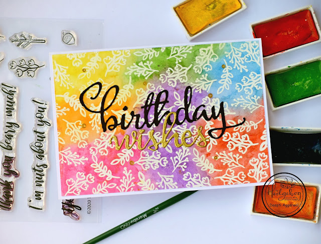 Water Colored Rainbow Birthday Card with supplies