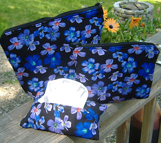 Purple and black floral cosmetic case set made my Melanie