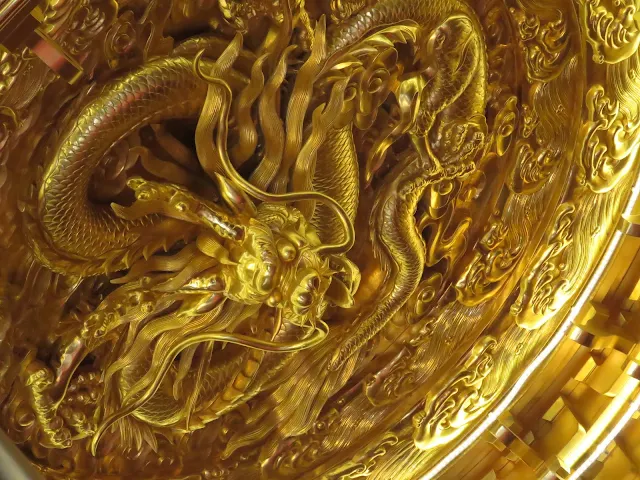 Golden dragon at the Giant Wild Goose Pagoda in Xi'an China