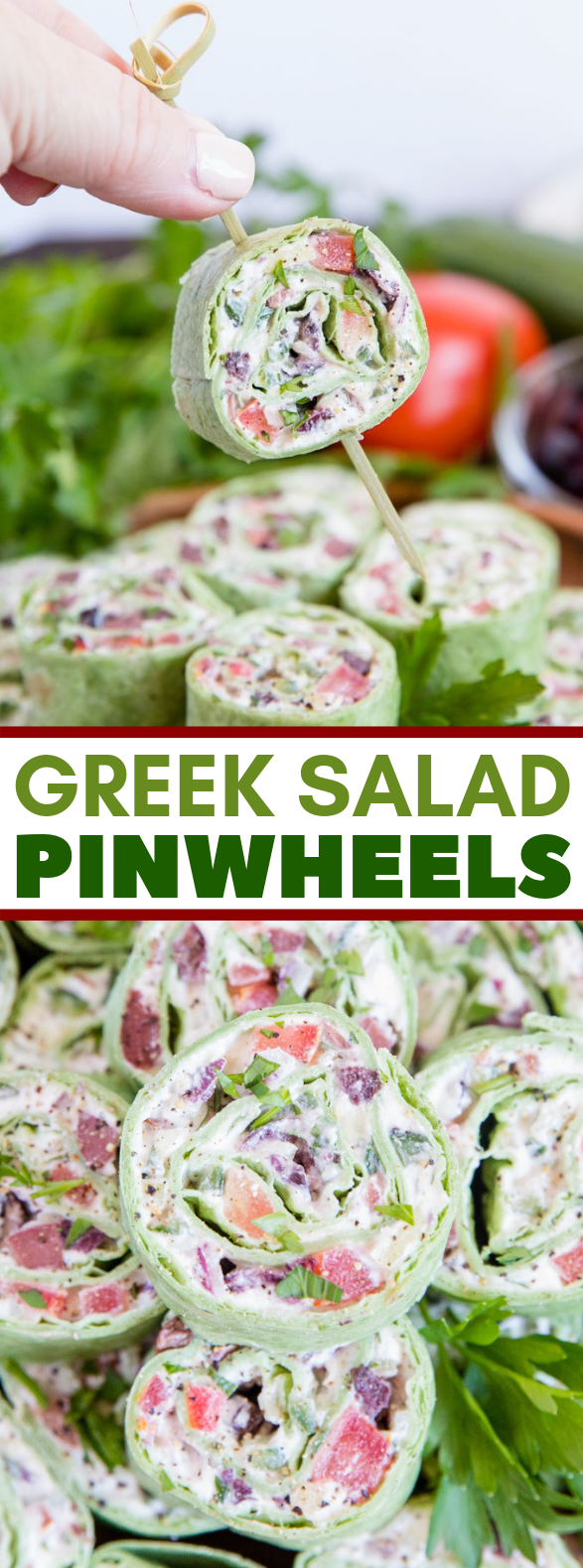 GREEK SALAD PINWHEELS #vegetarian #appetizers