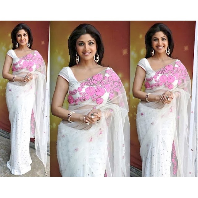 Shilpa Shetty Looks Gorgeous in Classic Pink & White Saree At Nach Baliye