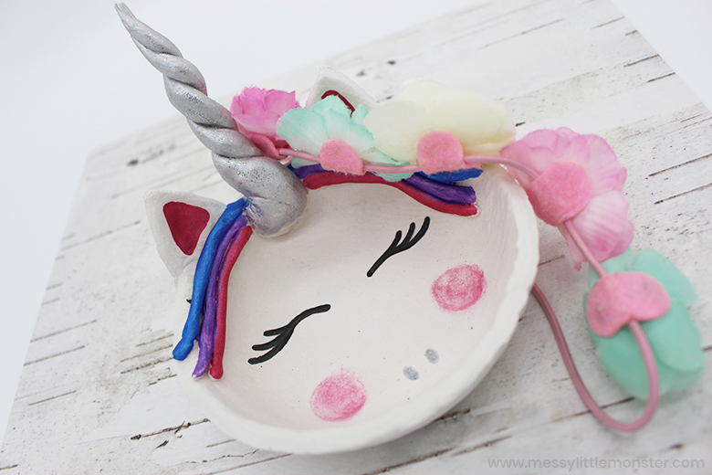 Air dry clay unicorn bowl - clay craft ideas for kids