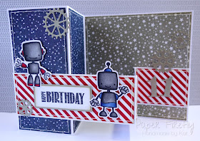 Double z fold card with cute robots