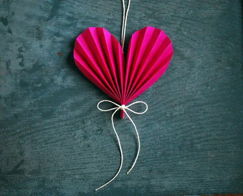hot pink folded heart ornament