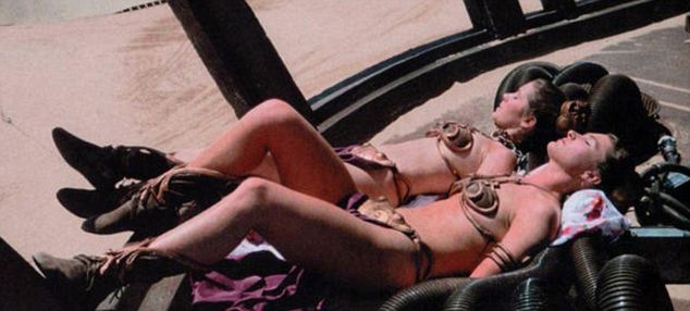 It's a picture of Carrie Fisher and her stunt double sunbathing on the set
