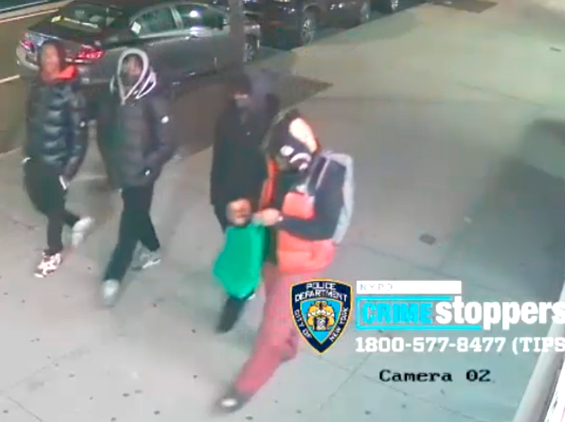 The NYPD is searching for four men in connection with a stabbing on a Bronx subway platform. -Photo by NYPD