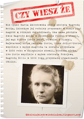 pięć nagród nobla skłodowska curie