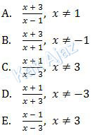 Opsi jawaban soal Invers Fungsi Matematika IPA UN 2013 no. 12