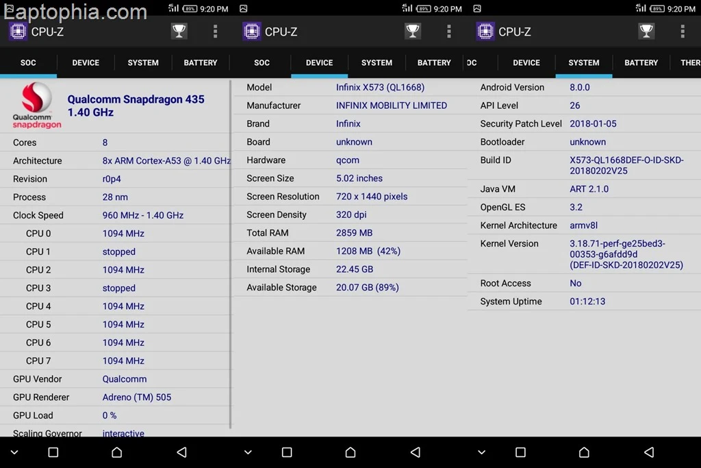 CPU-Z Infinix Hot S3 X573