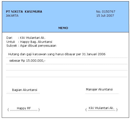 Contoh internal memo