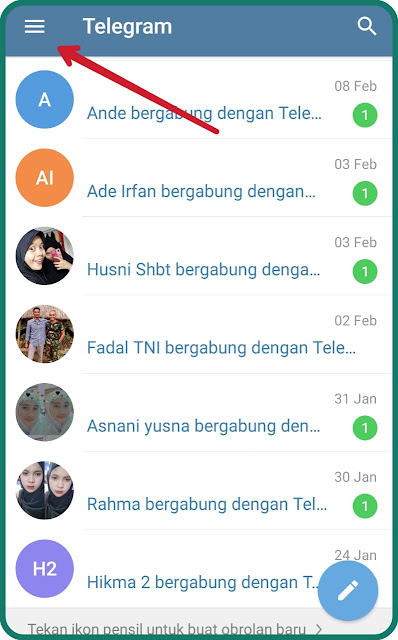 klik opsi telegram