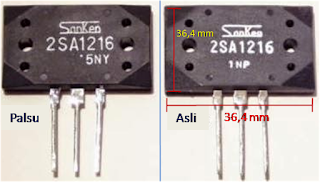 ukuran transistor sanken asli dan palsu