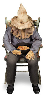 Creepy Animatronic Sitting Scarecrow Decoration, Something Happen If You Snatch Candy From His Lap