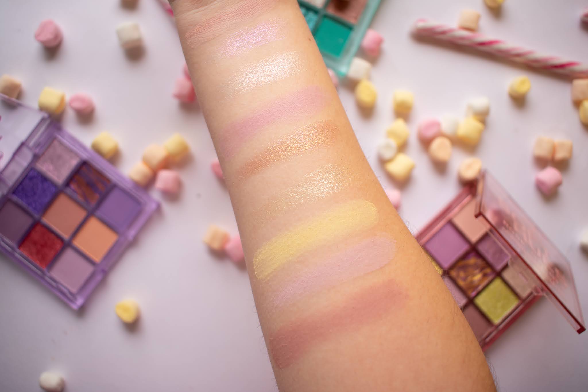 Huda rose Pastel Obsessions soft hues w7 swatches