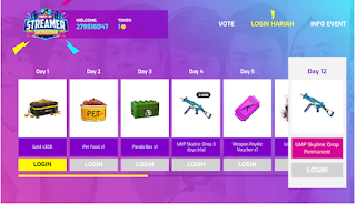 Vote free fire : Cara Mendapatkan Vote Token Mark Of Lightning di Event free fire streamer showdown