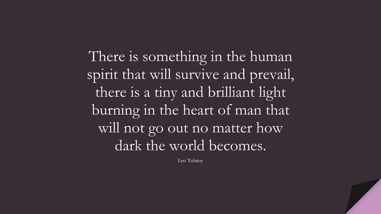 There is something in the human spirit that will survive and prevail, there is a tiny and brilliant light burning in the heart of man that will not go out no matter how dark the world becomes. (Leo Tolstoy);  #NeverGiveUpQuotes