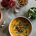 Spiced Garnet Yam Soup with Chickpea Croutons