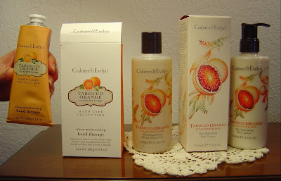 Crabtree & Evelyn's  NEW Tarocco Orange, Eucalyptus & Sage Hand Creme, Body Lotion, and Bath Gel.jpeg