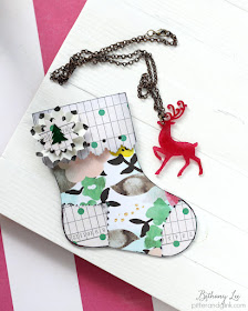 Mini Paper Stocking Gift Holder and Reindeer Necklace