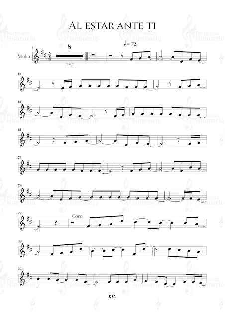Al estar ante ti  partitura gratis para violín (free music sheet violin) - instrumentos, notas, himnario Adventista JPEG y PNG cristianas, adventistas