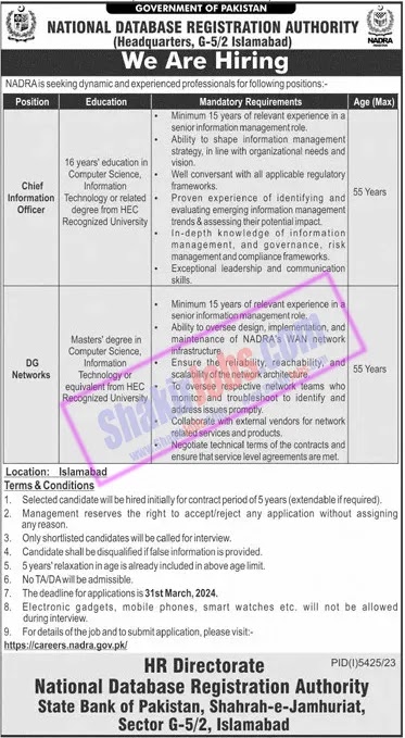 Nadra Jobs 2024 Online Apply