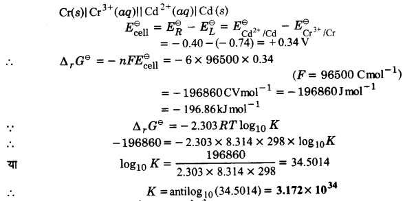 Solutions Class 12 रसायन विज्ञान-I Chapter-3 (वैद्युत रसायन)