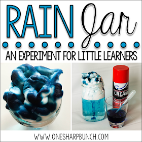 Teach your kindergarten students all about rain and clouds using this rain experiment for kids!  Perfect for a rainy day this spring, or as a complement to your weather activities!  Follow these super simple steps using common household items!