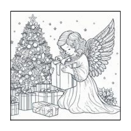 Angle and Presents Colouring Picture