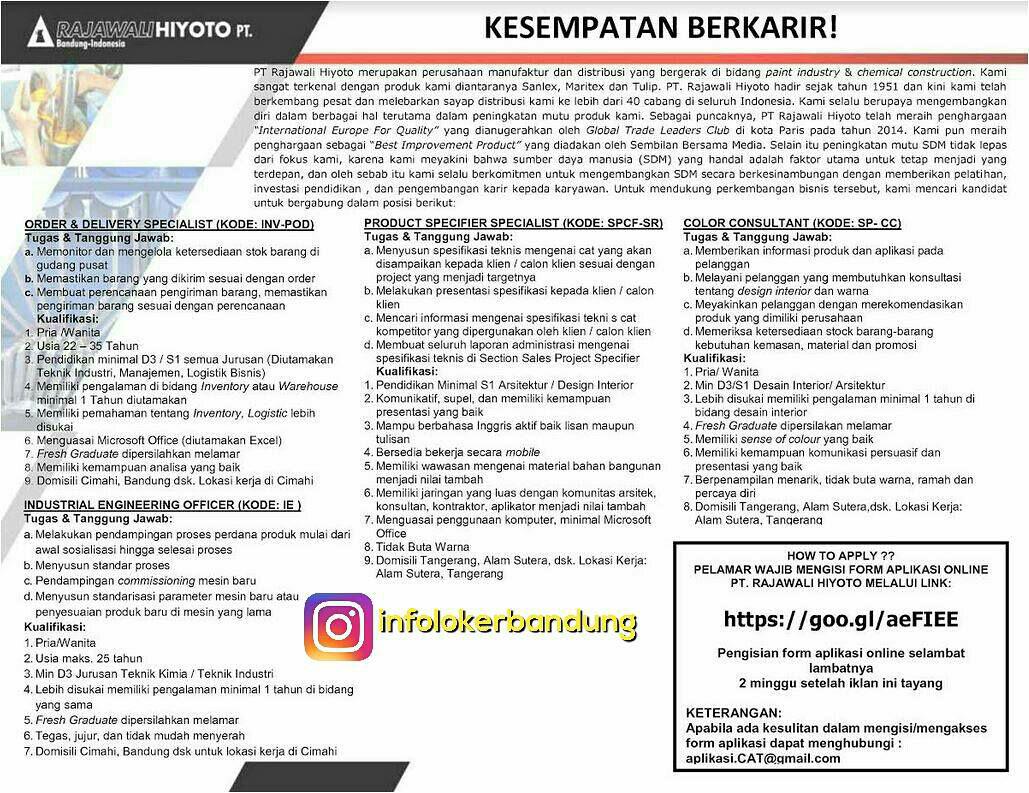 Lowongan Kerja PT. Rajawali Hiyoto Bandung Mei 2017 - Info 