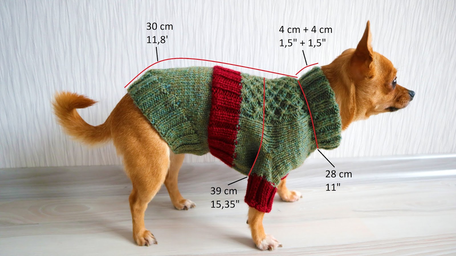 Dog Sweater Finished Size