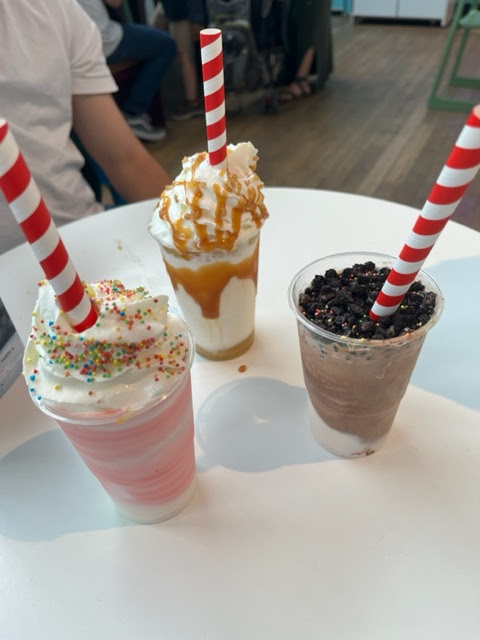 Three milkshakes from the Shake Bar at the Science Museum